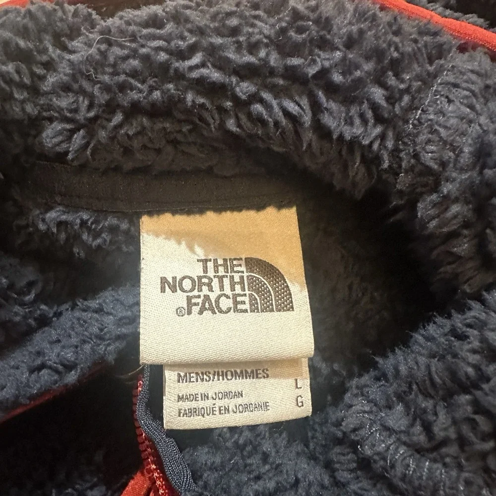 The North Face Sherpa Fleece Pullover Hoodie Mens Large Blue Red Campshire